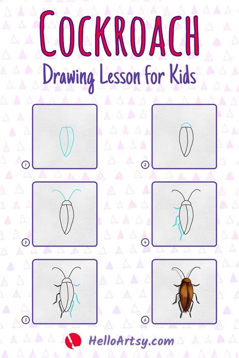 How to Draw a Cockroach (in 6 EASY steps!) | Drawing lessons for kids ...