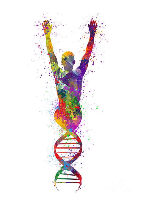 Human DNA Art Colorful Watercolor Gift Genetics Art Molecular Biology ...