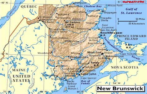 Road Map Of Quebec And New Brunswick