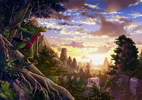 Download Thrilling Encounter In The Vibrant Pokemon Landscape Wallpaper ...