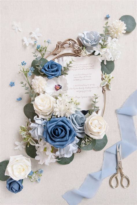 Dusty Blue & Navy Flowers Box Set - 15 Styles in 2021 | Diy wedding ...