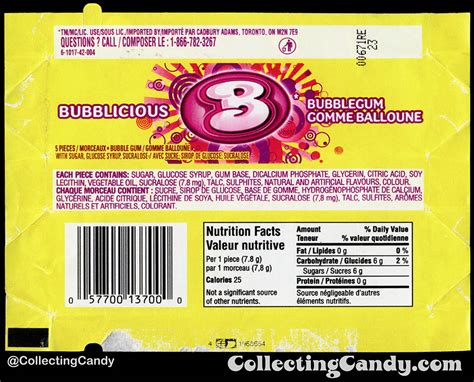 Bubblicious Bubble Gum Nutrition Facts - Nutrition Ftempo