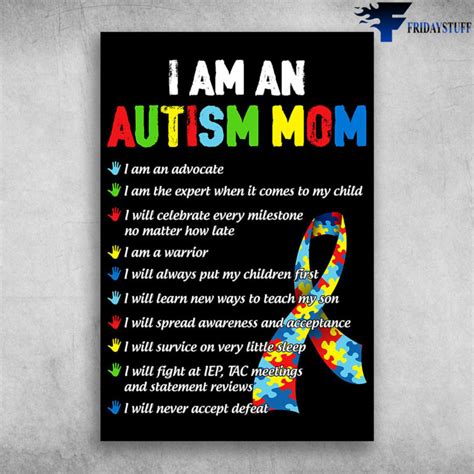 I Am An Autism Mom I Will Never Accept Defeat Canvas, Poster - FridayStuff