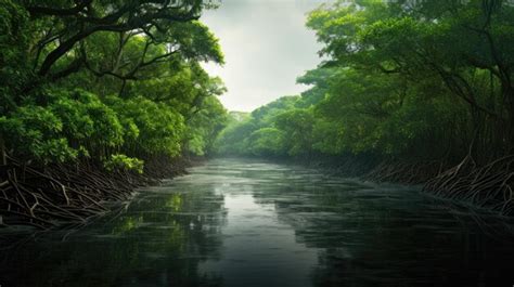 Premium AI Image | A photo of a mangrove habitat with winding waterways ...