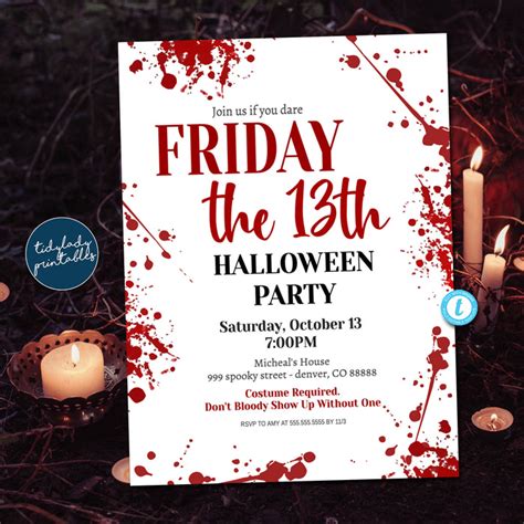 Friday the 13th Halloween Party Invitation, Murder Mystery — TidyLady ...