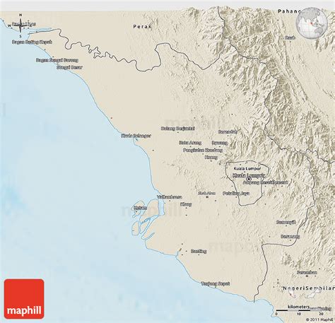 Shaded Relief 3D Map of Selangor