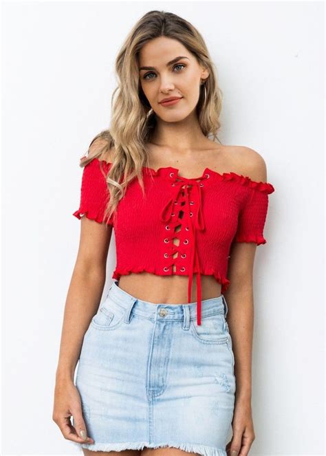 Red crop top outfits, Crop top on Stylevore