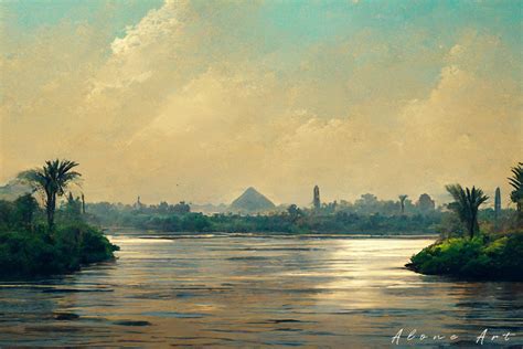 Beautiful Nile River with Sky Painting Graphic by Alone Art · Creative ...