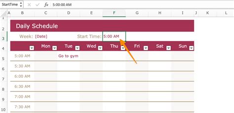 Ms Excel Schedule Template