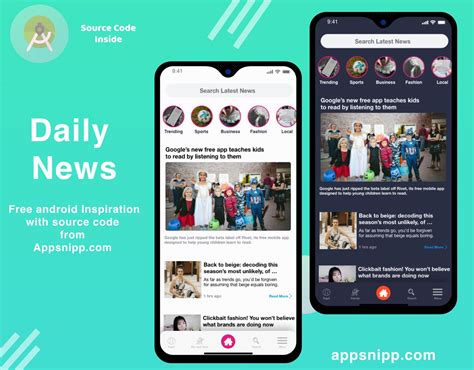 free news app ui kit for android with dark mode - App Snipp