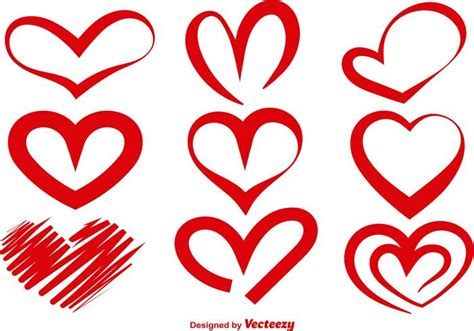 Red vector heart silhouettes 104069 Vector Art at Vecteezy