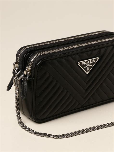 PRADA: bag in quilted nappa - Black | Prada crossbody bags 1BP024 CZI ...