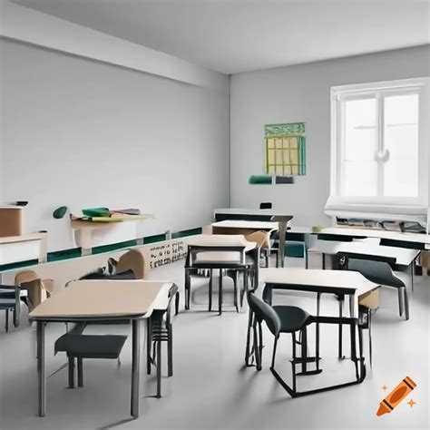 Create a minimal classroom with background white minimal