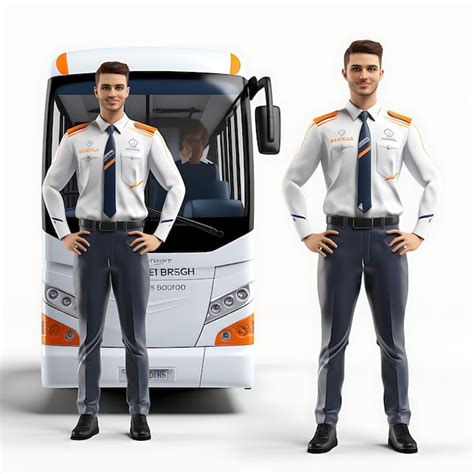 Premium AI Image | 3D of Bus Driver in Uniform With Company Logo ...