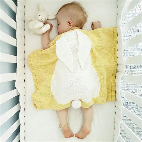 Baby Blankets Rabbit Ears Dimensional Kid Children Swaddling Solid Baby ...