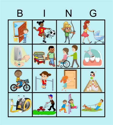 Push and Pull Bingo Card