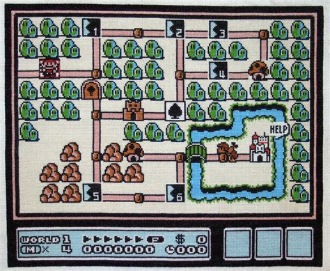 Mario Bros 3 Map | Cross stitch map of the first world of Su… | Flickr