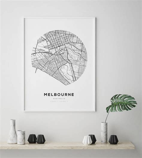 Melbourne City Map, Street Map Art, Australia Map Print, Circle Map ...