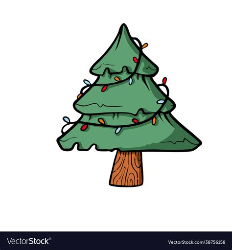 Christmas tree on white background cute cartoon Vector Image