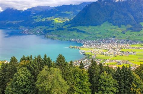 Premium Photo | Aerial view on luzern lake switzerland europe