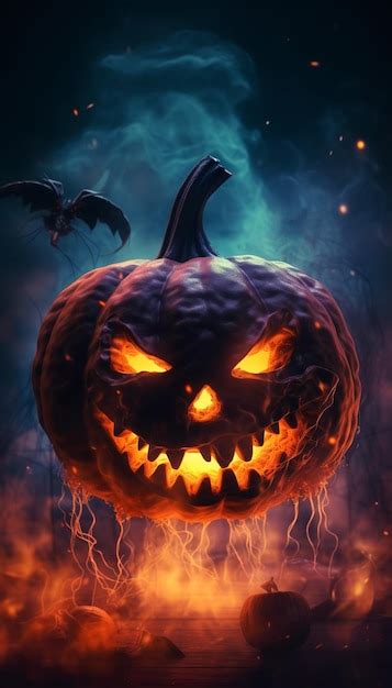 Happy Halloween pumpkin wallpaper with scary face on fantastic ...