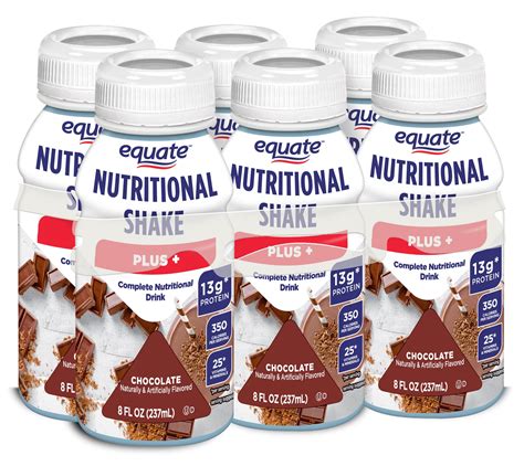 Equate Plus Nutritional Shake, Chocolate, 8 Fl Oz, 6 Ct - Walmart.com ...