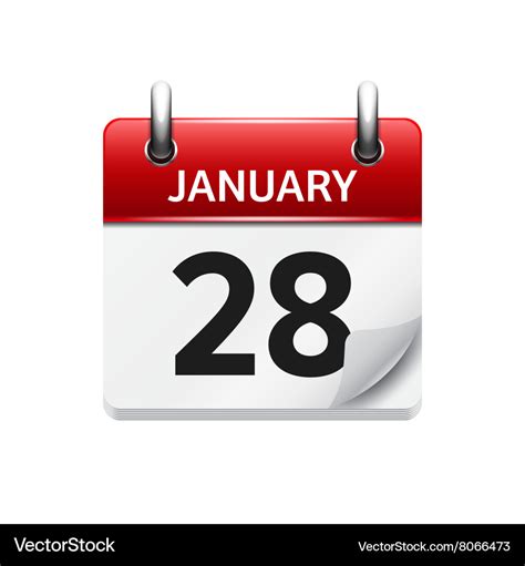 January 28 flat daily calendar icon date Vector Image