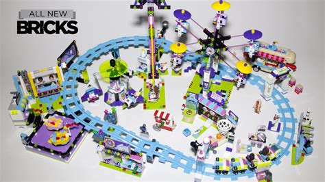 Lego Friends Amusement Park - Roller Coaster Bumper Cars Hot Dog Van ...