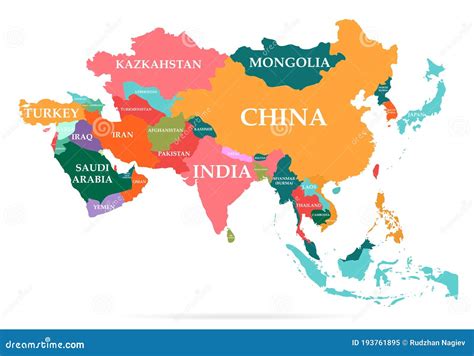 Asia Continent In World Map Vector Illustration | CartoonDealer.com ...