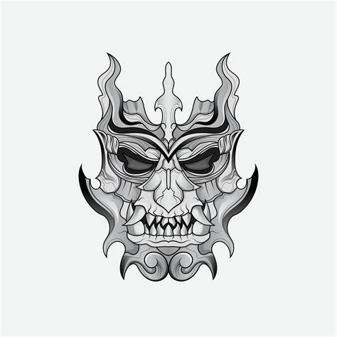 Shinigami mask illustration tattoos Black And White Traditional ...