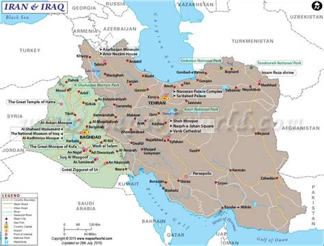 Map of Iraq and Iran - Map showing the geographical location of Iraq ...