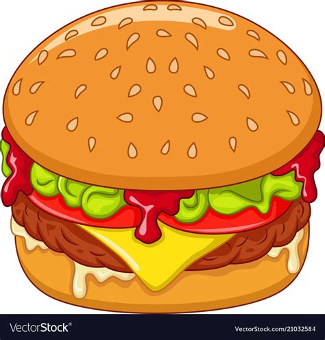 Cartoon burger isolated on white background. Download a Free Preview or ...