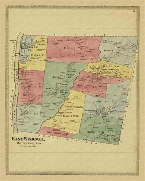 Historic landowners map of East Windsor, Connecticut from 1869 - CT ...