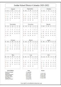 Jordan School District Calendar 2021-2022 School District Calendars