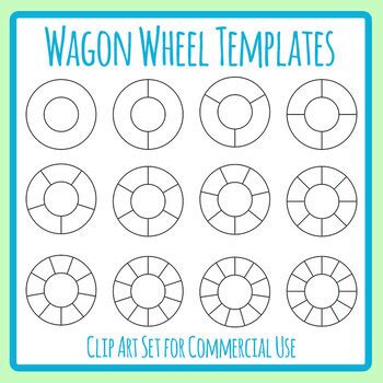 Simple Wagon Wheel Templates - Blank Outlines Graphic Organizer Clip Art