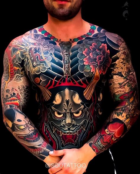 Japanese sleeve and front tattoos by @soutattoo. #japaneseink # ...