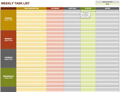 Task Scheduler Template | printable schedule template