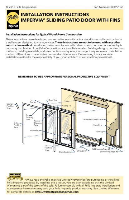 installation instructions imperviaÂ® sliding patio door with ...