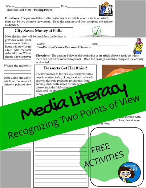 Two Points of View - Media Literacy Free Activity Sheets | Media ...