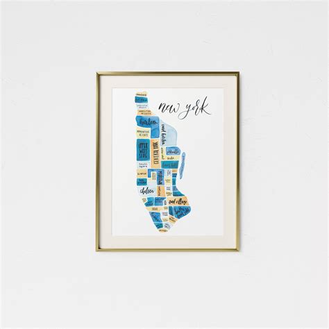 New York City Watercolor Map New York City Art New York | Etsy