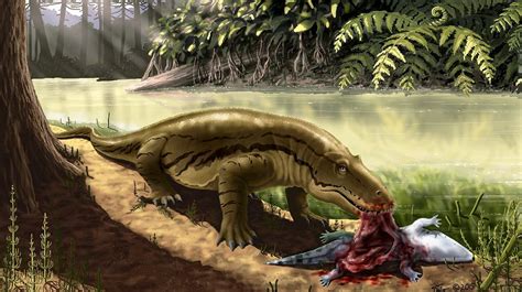 Titanophoneus eats its prey,266 mya, Permian period. The Paleozoic Era ...