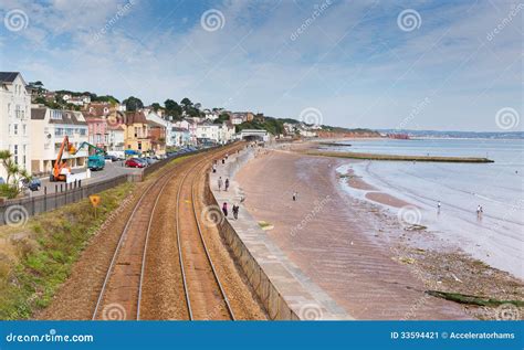 Dawlish Beach Devon England with Railway Track and Sea Editorial Photo ...