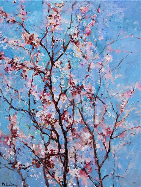 Flowering apricot tree - Original oil painting Oil painting by ...