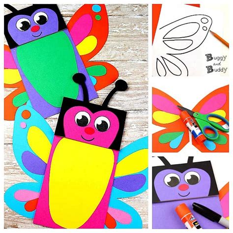 Butterfly Paper Bag Puppets with Free Template - Buggy and Buddy