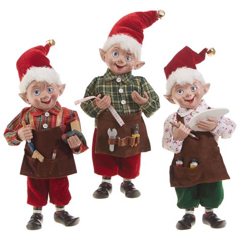 Raz 10" Workshop Elves Standing Christmas Figures Decoration | Raz ...