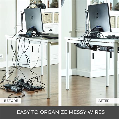 Under Desk Cable Management Tray - Cable Organizer for Wire Management ...