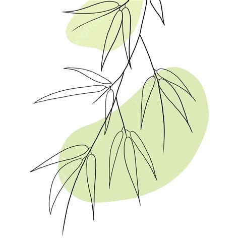 Aesthetic Line Art Hd Transparent, Abstract Line Bamboo Leaf Art ...