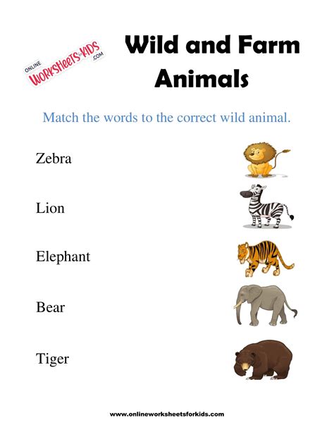 Wild And Farm Animals Worksheets 6