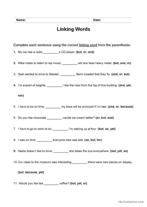 Linking words worksheet creative wri…: English ESL worksheets pdf & doc