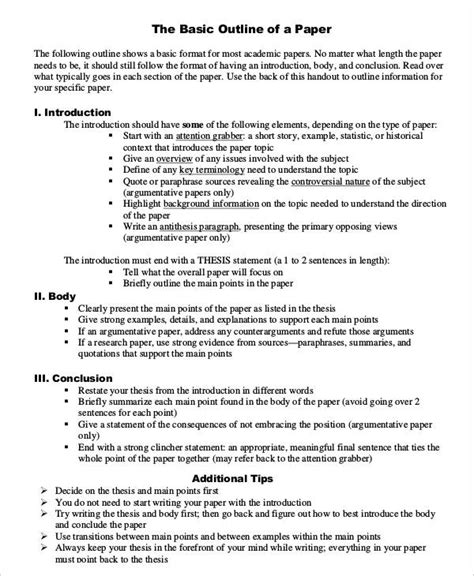 Printable Research Paper Outline Template - 8+ Free Word, PDF Documents ...